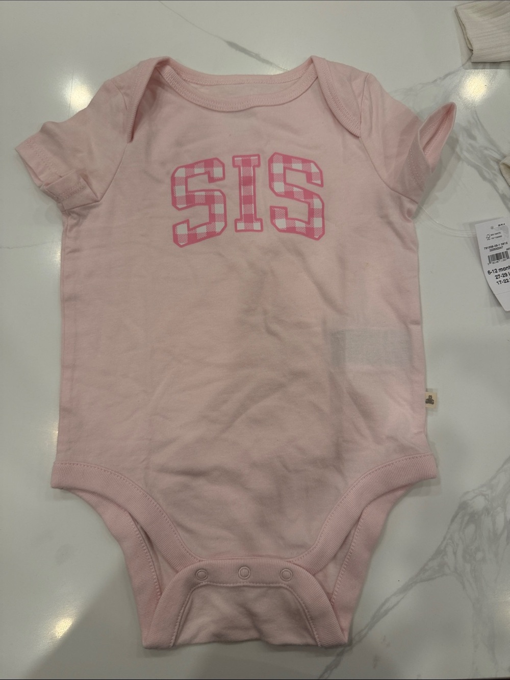 GAP Pink "SIS" Baby One-Piece Bodysuit